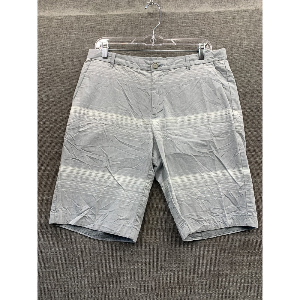 Calvin Klein Golf Shorts Mens 32 Gray Striped Slash Pockets Flat Front Zip Fly